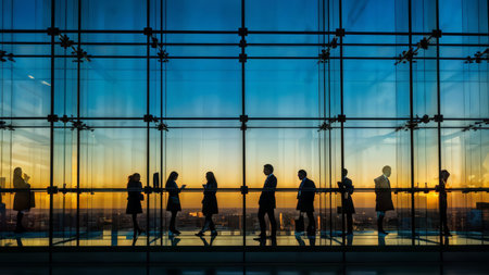 Silhouette Reflections Amidst City Skies A Sunset Terrace Experienceの素材