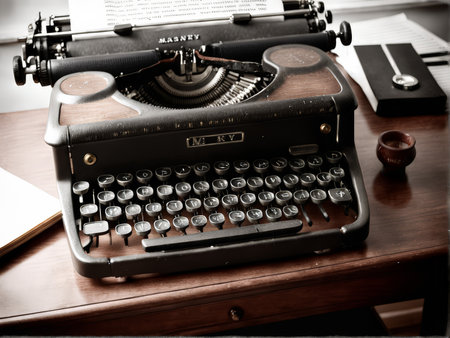 Vintage Typewriter and Its Surrounding Objects A Reflection of Time and Technologyの素材