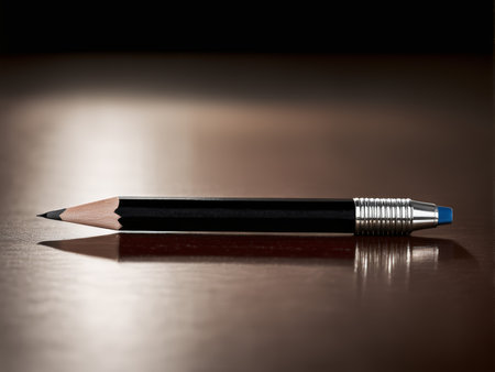 Sharp Focus in Shadows A Silhouetted Black Pencil and Blurred Backgroundの素材