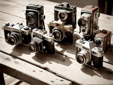 Vintage Camera Collection A Journey Through Timeless Mechanical Photography Techniquesの素材