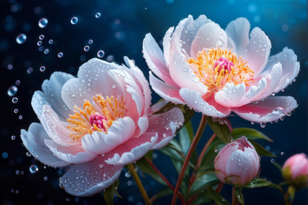 Soft Raindrops Adorn Pink Blossoms and Tiny Bud Shadows - A Visual Celebration of Nature Beautyの素材