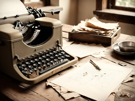 Vintage Typewriting A Nostalgic Home Office Scene Reflecting Past Work Lifeの素材