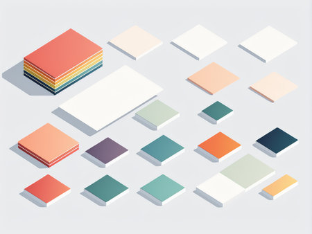 Vibrant Book Blocks Arrangement Asymmetry Meets Balance in Minimalist Designの素材