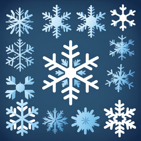 Symmetry in Unity A Collection of Blue Snowflakes Capturing Winter Artistic Spiritの素材