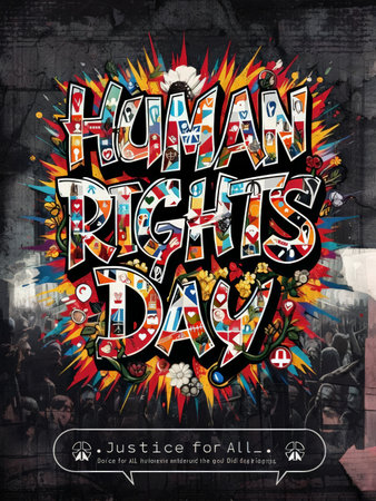 Human Rights Celebration A Colorful Tribute to Justice for All - Join Us in Protecting Universal Basic Freedoms Worldwide!の素材