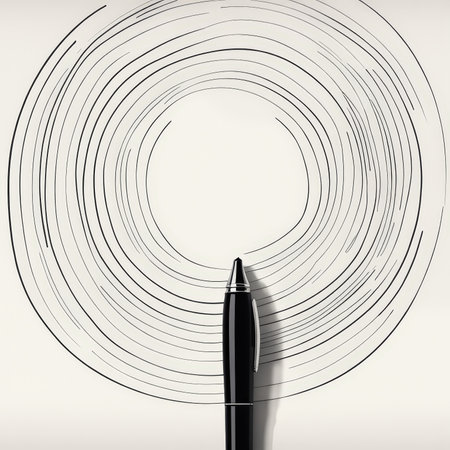 Fluid Pen Art Captivating Spiral Illusion Drawn by Handの素材