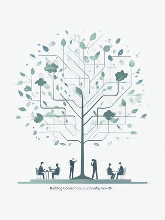 Interconnected Growth Symbolism of Collaboration in Modern Work Environmentsの素材