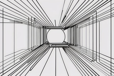 Symmetry in Motion A Futuristic Monochrome Minimalist Drawing from 2018の素材