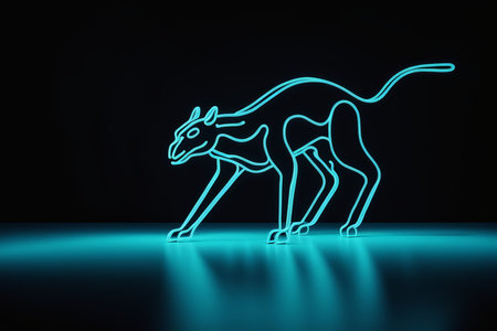 Neon Neon A Fusion of Ancient Egyptian Symbolism and Modern Digital Artistry in Glowing Blue Outlinesの素材