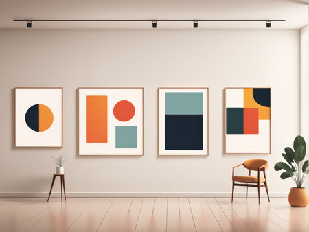 Minimalist Ambiance A Gallery of Geometric Abstraction on a Plain Wallの素材