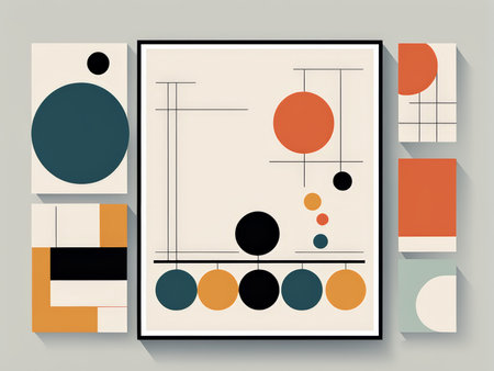 Geometric Harmony A Bauhaus-Inspired Artwork Featuring Bauhaus Principles, Constructivism, and De Stijl Elementsの素材