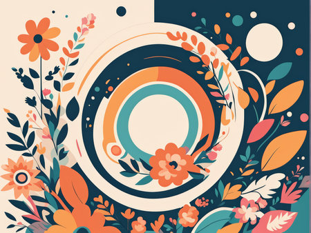 Enchanting Floral Arrangement A Vibrant Display Against a Bold Background - Artistic Illustration for Decorative Useの素材
