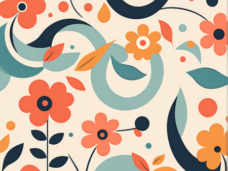 Vibrant Floral Abstract Composition Against Diverse Backdrops A Colorful Pattern Studyの素材