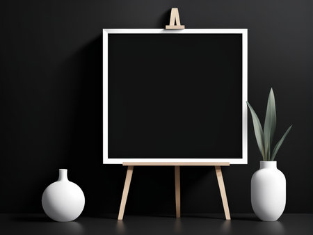 Minimalist Whiteboard Composition A Simple Vase Pair in Black, White, and Brownの素材