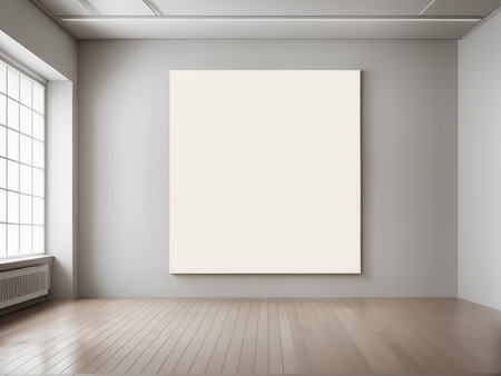 Minimalist Art Gallery Captivating Composition Amidst Natural Lightの素材