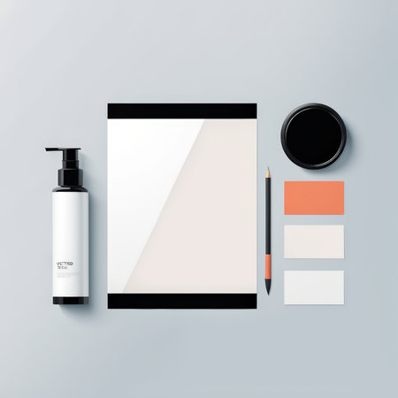 Minimalist Branding Design Clean Lines and Essential Items Arranged on White Background for Modern Business Purposesの素材