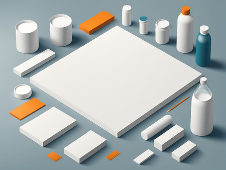 White Containers and Colored Cubes An Illustrative Composition with Artistic Implicationsの素材