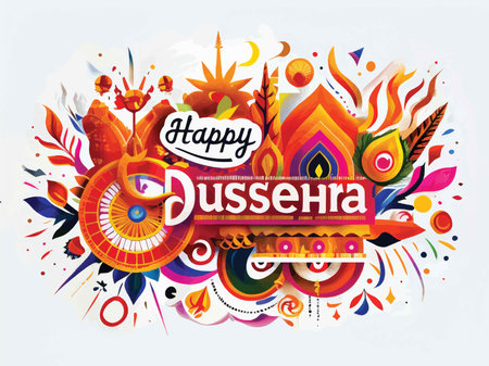 Radiant Red Lotus Festival: Celebrating Dussehra with Vibrant Art and Colorful Designsの素材