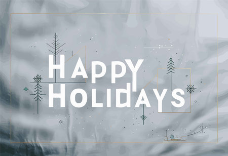 Joyful Holiday Celebrations: A Stylish 'Happy Holidays' Design with Subtle Greenery Elementsの素材