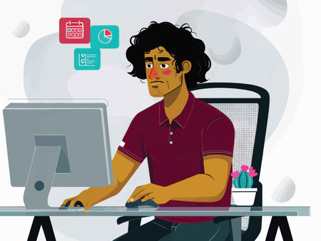 Focused Workspace: A Visual Symphony of Productivity Icons Against a Soft Gray Backgroundの素材