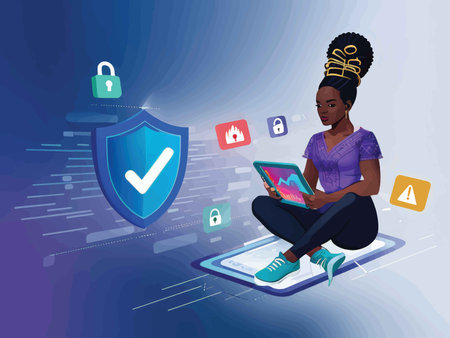Secure Shielding: A Vibrant Visual Representation of Cybersecurity Awareness Through African Women's Digital Empowermentの素材