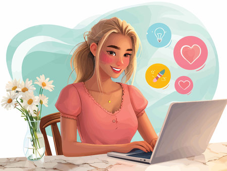 Charming Creativity Surrounds: A Pastel Palette Celebration of Inspiration, Love, and Beauty in an Elegantly Arranged Workspaceの素材