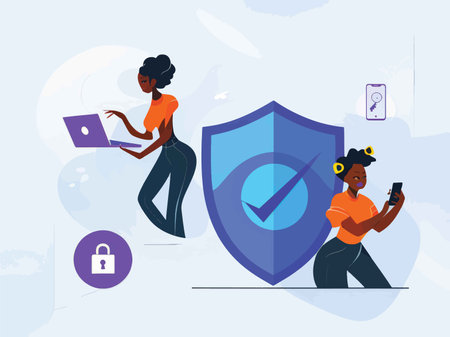 Iconic Cybersecurity Awareness: A Modern Approach to Digital Safety Through Soft Pastel Illustrationの素材