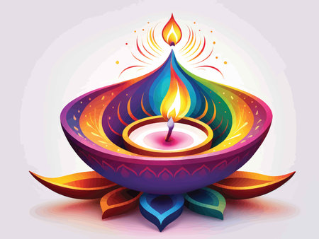 Radiant Rainbow Lamps: A Colorful Fusion of Vibrant Shades and Dynamic Flamesの素材