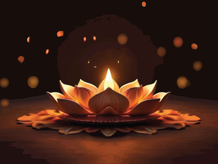 Radiant Lotus Blossom Crafted From Paper: Ethereal Floats and Mystic Background Enhance Spiritual Festival Artworkの素材