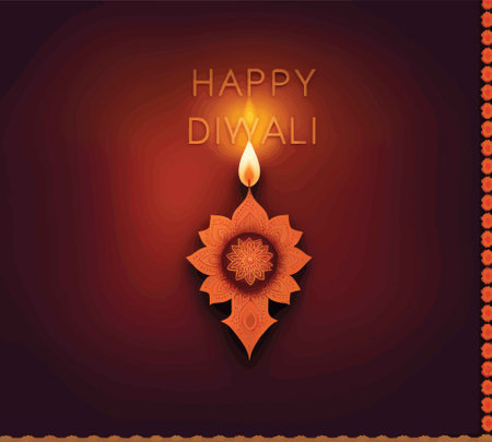 Glittering Glow of Diwali: An Intricately Designed Oil Lamp Greeting Cardの素材