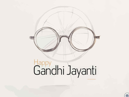 Happy Gandhi Jayanti: A Special Eye Chart Greeting Card Celebrating India's Spiritual Leader and Visionaryの素材
