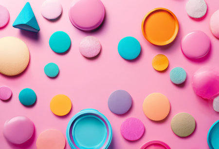 Radiant Pink Woman With Vibrant Blue Cheeks: A Captivating Illustrationの素材