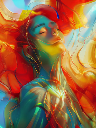 Flowing Vibrancy: An Ethereal Palette Symphony in a Dreamlike Background Artworkの素材