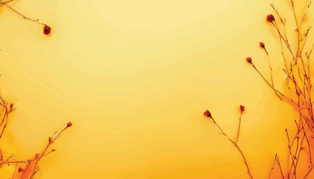 Symmetry at a Glance: An Asymmetrical Composition of Dried Flowers Against a Yellow Backgroundの素材