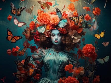 Enchanted Antlered Beast Gaze Upon Serene Nature Sceneの素材