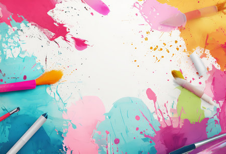 Vibrant Artificial Blossoms: A Bright Lilac Background Displays Uniform Paper Flowers in Pink, Yellow, Green, Red, Blue, Orange, and Purple Colors Suitable for Decorative Eventsの素材