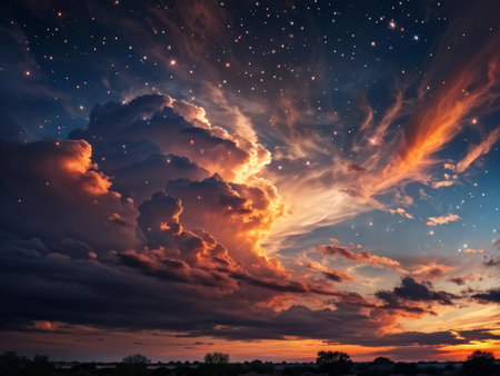 Radiant Aurora: An Intense Orange Circle Enveloped in Glowing Particlesの素材