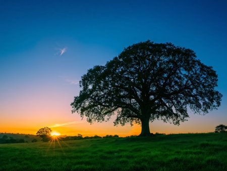 Sunset Serenity: Captivating Tranquil Sea at Sunset with Gentle Sailboats and Majestic Sky Gradientの素材