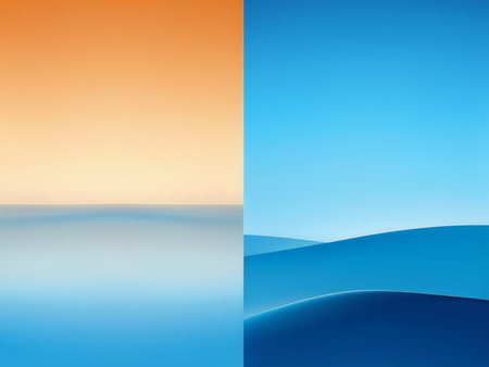 Sunrise Sunset Contrast: A Visual Symphony of Color and Wave Dynamicsの素材