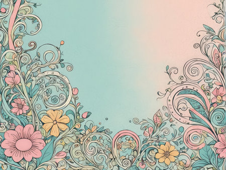 The Serene Bloom Border A Vintage Floral Greeting Card Designの素材