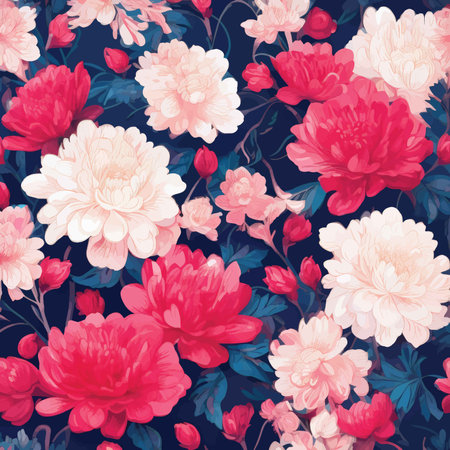 Floral Bloomery: Vibrant Pink Background Featuring Diverse White Bloomsの素材