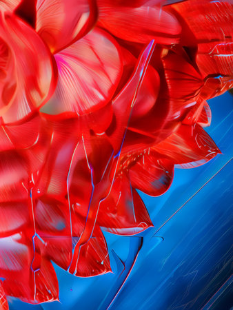 Abstract Art Composition: A Study in Floral Shapes and Blue Strokes on an Abstract Backgroundの素材