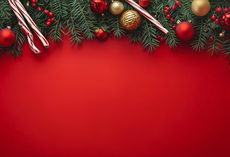 Christmas Decorations: A Colorful Gradient Tree Featuring Red Candy Canes and Ornamentation in Gold, Bronze, Yellow, and Red Baublesの素材