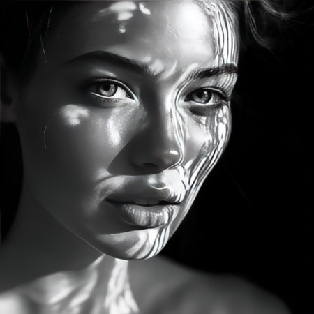 Photographer's Perfect Portrayal: A Girl's Radiant Features Captured with Artistic Precisionの素材