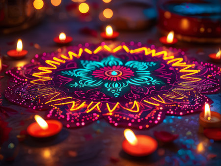 Enchanting Surreal Portrait: A Vibrant Girl with Floral Makeup and Blue Hairの素材