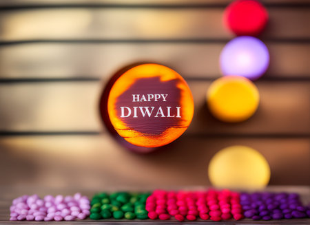Diwali Lights and Sparkle Celebration - Happy Diwali Message in Pictureの素材