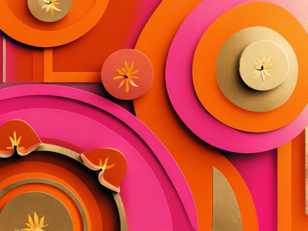 Radiant Floral Harmony: Elegant Pink, Red & Blue Patterned Wallpaper Fabric Wrapping Paper Design for Tranquility and Beautyの素材