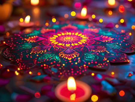 Charming Candlelit Bowl: A Glowing Artwork in Dark Environmentsの素材