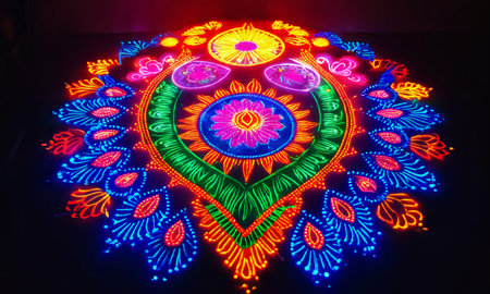 Enchanting Mandala of Oil Lamps and Small Candles: A Warm Bokeh Lighting Experienceの素材