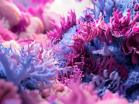 Vibrant Coral Reefs An Abstract Representation of Colorful Complexity in Natural Beautyの素材